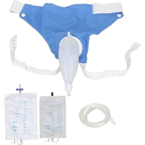 Poche de recueil d'urine réutilisable en silicone, ajustable, grande capacité, deux tailles 1000ml/2000ml, pour hommes âgés. (1/2)