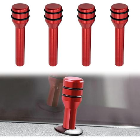 4 pomos de cerradura para coche, 4,9 cm x 1,2 cm, de aleación de aluminio, para puertas interiores, accesorio decorativo de seguridad, apto para la mayoría de coches, SUV, camiones y furgonetas (rojo)