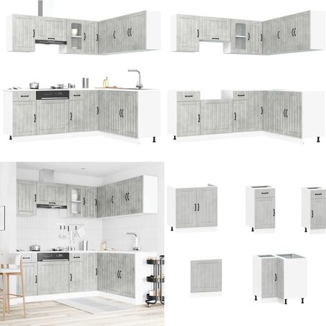 vidaXL 11-tlg. Küchenschrank-Set Lucca Betongrau Holzwerkstoff