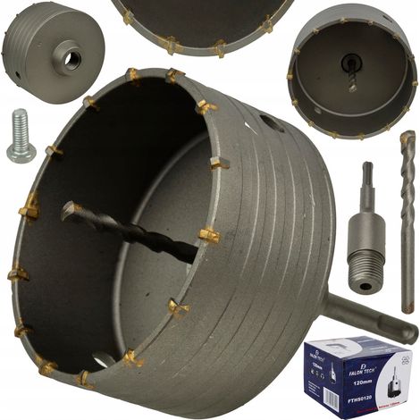 Broca coronada para hormig贸n, muro, ladrillo, 125mm con adaptador SDS Plus