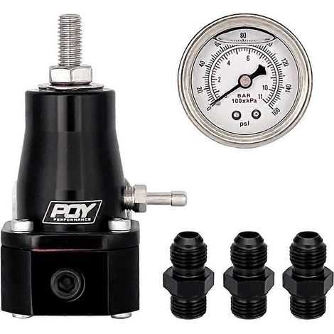 Einstellbarer EFI-Kraftstoffdruckregler-Satz 30-70 PSI mit Öldruckmanometer und AN6-Anschlüssen (1/5)