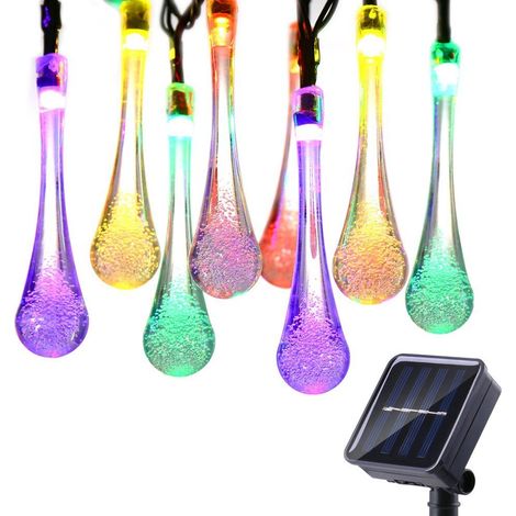 Guirlande Lumineuse Solaire Extérieur, Etanche 6M 30LED Gouttes d'eau Lampes Solaires Éclairage d'ambiance Décorative pour Jardin Maison Noël Mariage Cérémonie Fête Pelouse (Multicolore) (1/5)