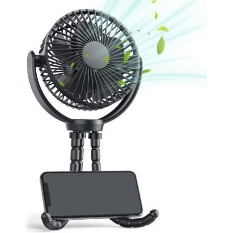 Mini-USB-Clipventilator mit 5200-mAh-Akku, tragbarer kleiner Tischventilator mit Stativ