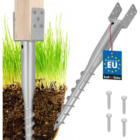 KOTARBAU® Kotarbau® U Support Poteau Bois - Pied de Poteau À Visser 80 x 710 mm Platine Poteau - Fixation Poteau Bois - Embase Pied de Poteau - Acier Galvanisé (1/5)