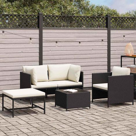 Maison Exclusive - Set Divani da Giardino 4 pz con Cuscini in Polyrattan Nero
