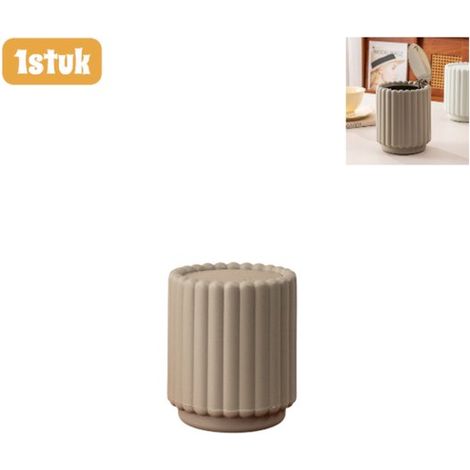 pièce - Mini poubelle - Convient aux bureaux et aux cuisines - Ouverture par Push- Motif tournesol - Large ouverture - Gris foncé (1/5)