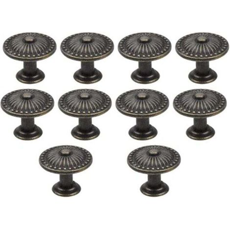 De 10 poignées porte tiroir bronze vintage, XU, Bouton meuble 25 boutons ronds, Laiton, Meubles pour armoire, Cuisine, Chambre d'enfant KZQ - KZQ (1/4)