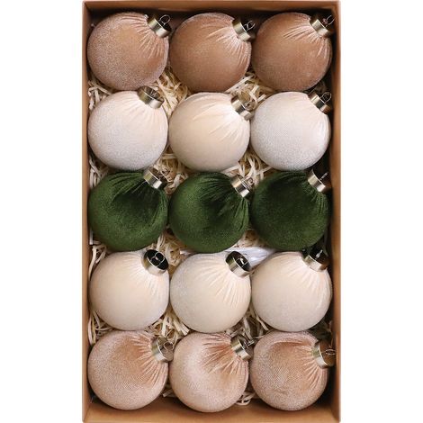 Adornos para árbol de Navidad con bolas de terciopelo, juego de 15 bolas irrompibles de 80 mm. (1/5)