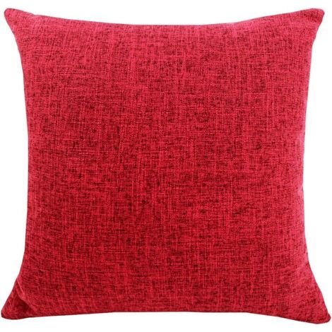 Housses de Coussin Coton Lin en Couleur Unie Throw Pillow Case Chambre Salon Sofa Décoration de Maison Carré Taie d'oreiller Invisible Fermeture à glissière Bourgogne 40X60CM (1/5)