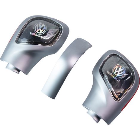 Suitable for decorative cover of the Volkswagen gear knob, DSG gear lever upgrade and modification, with matte silver logo, one pack. (1/4)