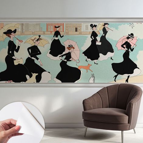 Tapete Selbstklebend - abwaschbar - trendige Wanddeko - elegant Fototapete Spazierende Frauen 250x104 cm (1/5)