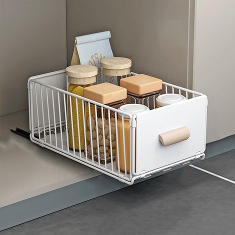 Tiroir Coulissant Placard Cuisine Extensible 40‑65,5 cm Blanc 1 Pièce (1/5)