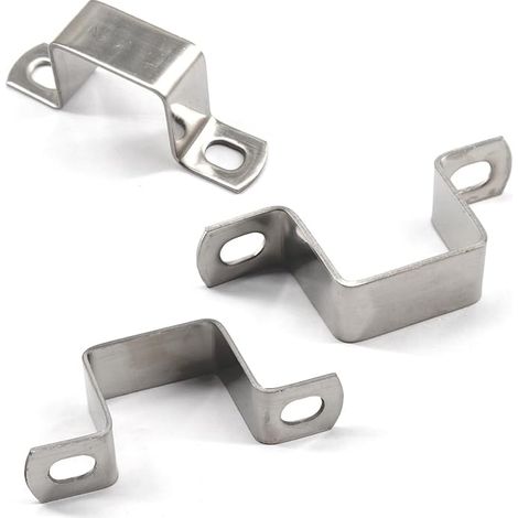 40 x 40 mm, support de tuyau carré en forme de U, supports de tube en acier inoxydable 304, vis autotaraudeuses en acier inoxydable (1/2)