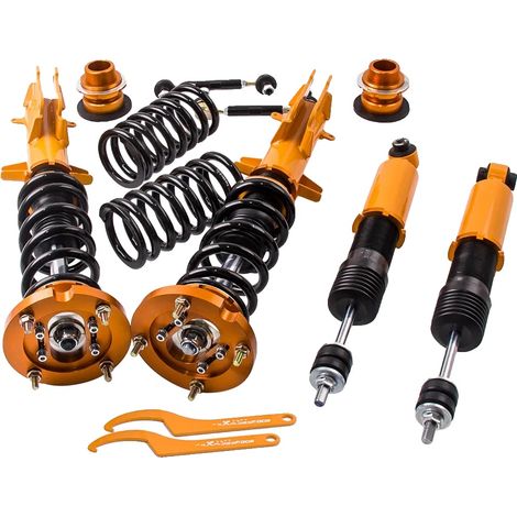 Kit sospensioni coilover, rigidità molla anteriore 8 kg/mm, rigidità molla posteriore 6 kg/mm, altezza regolabile 505-665 mm, compatibile con Ford Mustang 2005-2014, design a doppio tubo. (1/5)