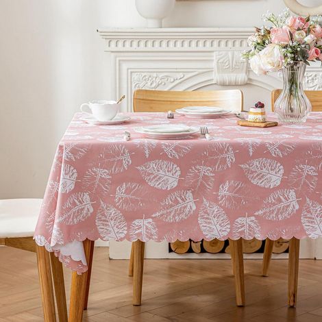 Abwaschbare Tischdecke 130x180cm Rechteckig Wasserabweisend mit Lotuseffekt Rosa