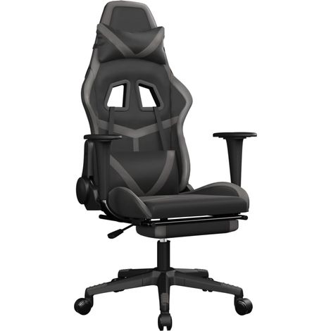 Maison Exclusive - Sedia da Gaming con Poggiapiedi Nero e Grigio in Similpelle