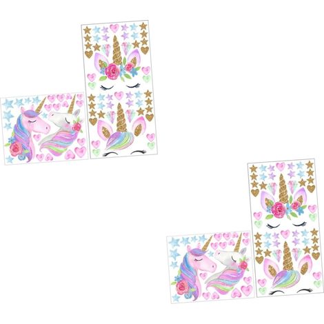2 Ensembles Autocollants Muraux Avec Motif Licorne Décorations Adhésives Pour Chambre Garçon Fille Faciles À Appliquer Et Réutilisables Pour Mur Fenêtre Et Porte 2 Pièces 2 (1/5)