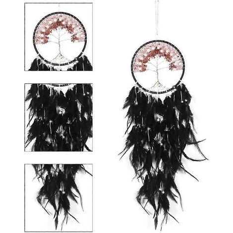 Carillon éolien suspendu de style ethnique indien, orné de plumes, pour chambre ou voiture. Décoration florale ethnique en plumes. (1/4)