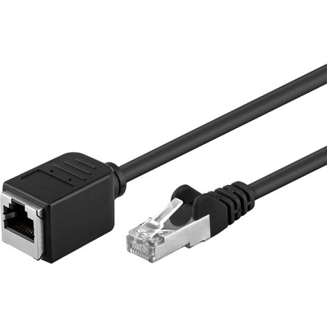 CAT 5e prolunga F/UTP, nero, conduttore di rame (CU), Spina RJ45 (8P8C)  Presa RJ45 (8P8C). Lunghezza del Cavo 1 m