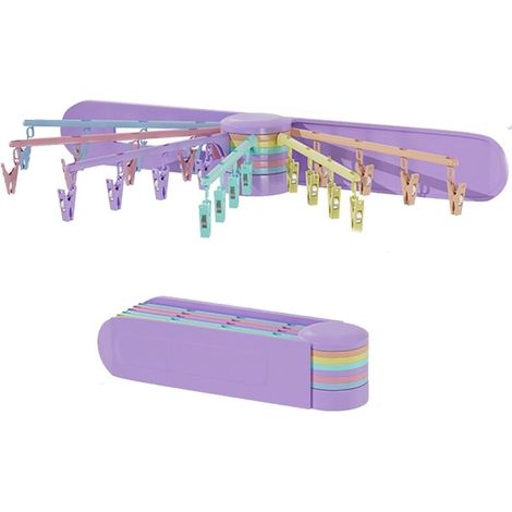 Étendoir à vêtements – Cintre en métal robuste avec 24 pinces – Cintre pliable à fixer au mur dans le salon, sur les rebords de fenêtre, les balcons et pour une utilisation intérieure – Organis (1/4)