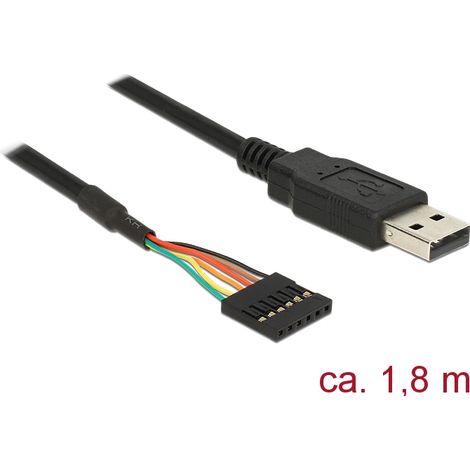 Adapterkabel usb seriell-ttl 6 pin pinheader buchse 1,8 m (5 v) delock