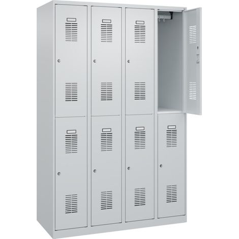C+P Casier double étage Base PLUS, 8 compartiments, 1850x1200x500mm, 7035/7035 (1/5)