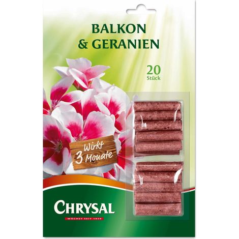 Chrysal Balkon & Geranien Düngestäbchen - 20 Stück