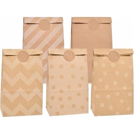 20 pièces Sac en Papier Marron, Sac Cadeau Sacs de Bonbons en Papier Kraft pour emballage cadeau, Anniversaire Enfant Fête, Mariage, Anniversaire.(5 modèles) (1/3)