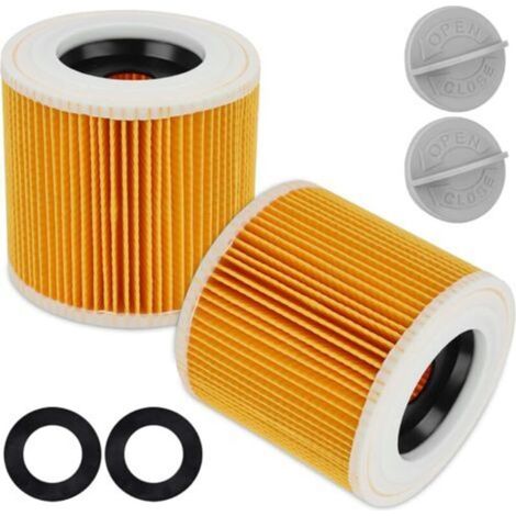 2 Filtre à Cartouche, Filtre Kärcher WD3 Compatible avec Aspirateurs Kärcher WD3, WD2, WD1, MV3, MV2, A, K, KNT, NT, SE, VC, Remplace 6.414-552.0, avec 2 Vis de Fixation Convient (1/5)