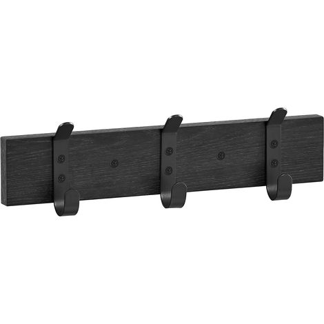 Porte-manteau mural avec 3 crochets - Porte-manteau mural compact en bois - Style industriel - Noir (1/5)