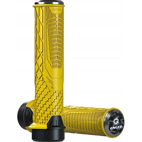 Manopole per manubrio di bicicletta, in TPR, 138 mm con morsetto, colore giallo Enlee. (1/5)