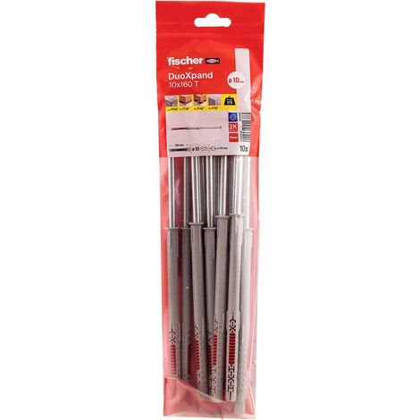 FISCHER - CHEVILLE RALLONGÉE DUOXPAND 10X160 AVEC VIS À TÊTE FRAISÉE EN ACIER ÉLECTROZINGUÉ/SACHET DE 10 562209 (1/3)