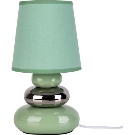 Tischlampe Tischleuchte Nachttischlampe Keramik mintgrün Leselampe Textil H 31cm