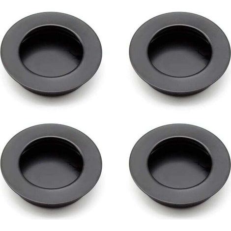 Poignée ronde encastrée, poignée de porte coulissante de 40 mm, en acier inoxydable 304, poignée de meuble noire, adaptée aux tiroirs, aux armoires et aux meubles sur mesure. (1/4)