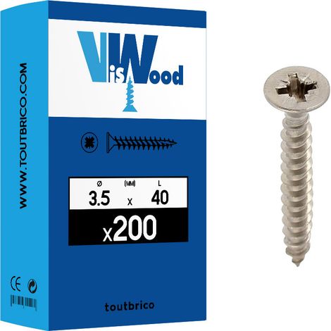 Vis inox A2 tête fraisée - filetage partiel - 3,5 - 40 (1/2)