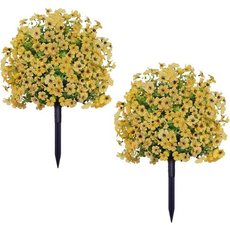 2 boules topiaires artificielles buis avec fleurs jaunes, 60 cm (1/5)