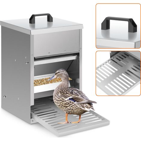 Wolketon 2x Mangeoire poules en acier galvanisé – Distributeur automatique 5KG avec pédale et protection étanche pour poules et autres volailles (1/5)