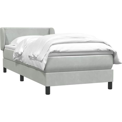 Cama box spring con colchón terciopelo gris claro 80x210 cm vidaXL (1/5)