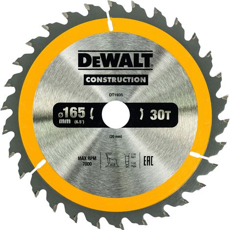 DEWALT Kreissägeblatt Handkreissäge 165/20 mm 30WZ DT1935-QZ (1/4)