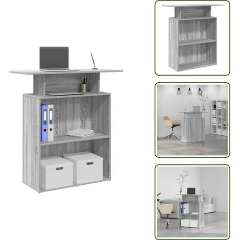 The Living Store Empfangstheke Grau Sonoma 100x40x104 cm Holzwerkstoff - Holzwerkstoff