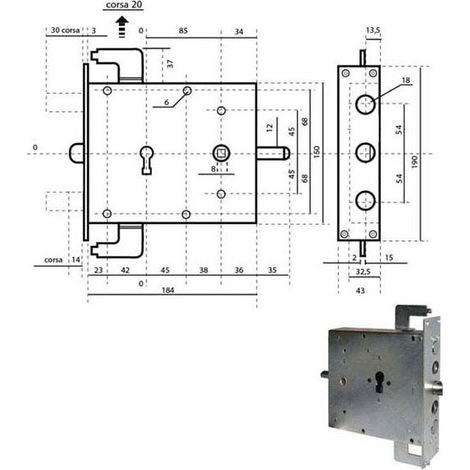 Serrure Sic.Triplex Droit Cil. 1900N2Cil Puissante