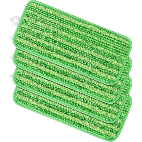 4 almohadillas de repuesto, spray de microfibra para mopa de chorro, paño de repuesto 45x13 cm (verde) (1/5)