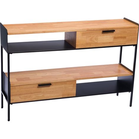 Amadeus - Console double en bois et métal L120 cm Nature (1/3)