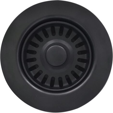 Évier de cuisine noir avec filtre panier et bouchon – Filtre de vidange pour évier granit/argile réfractaire – Diamètre 114,3 mm (1/5)
