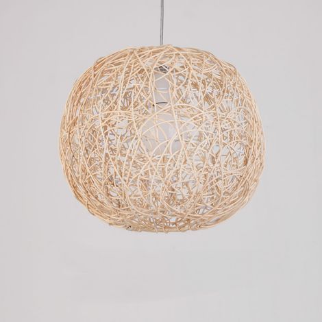 Lustre en osier, lustre avec ampoule, fait main, décoration intérieure, chambre. (1/4)