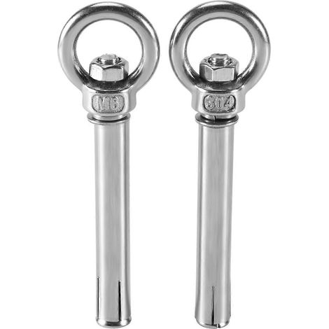 Lot de 2 boulons à œil d'ancrage bruts en acier inoxydable M6 x 82 mm, argent (1/5)