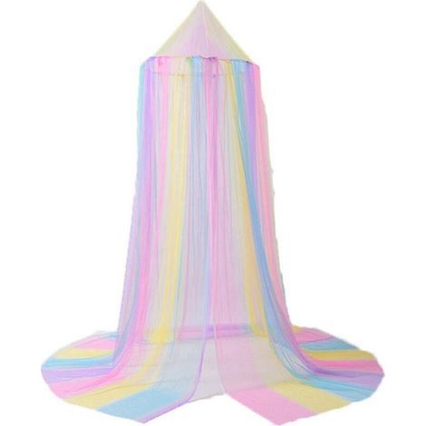 1 Pc Dme Bb Moustiquaire Installation Gratuite Enfants Mignon Et Beau Rideau De Lit (arc-en-ciel Colo) (1/5)
