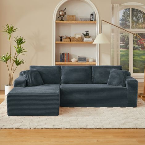 Canapé d’angle modulable en tissu gris foncé avec mousse à mémoire de forme et coussins amovibles (1/5)