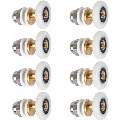 Roulette Porte Douche, Roulettes de Porte Coulissante Cabine de Douche Porte Poulies Roue de Rechange pour Rouleau avec Diamètre de Roues 27mm, 8 Pièces (1/5)