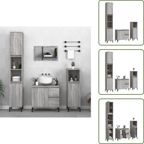 Ensemble d'armoires de salle de bain 3 pcs sonoma gris - Meubles De Salle De Bain - Ensemble De Meubles - Armoire De Salle De Bain - Meuble Lavabo - Rangement Salle De Bain